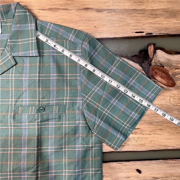 Vintage Irvine Park Hawaiian Cuban Style Plaid Pocketed Button Up Shirt - Picture 8 of 8